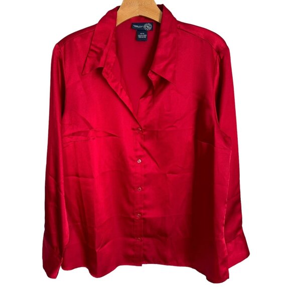 Venezia Jeans Blouse Size 14 Blouse Red Long Sleeves Button Up Women Blouse. - Picture 1 of 12